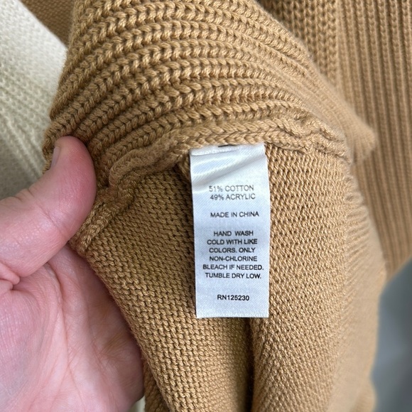 Prima - Camel & Ivory Two-Toned Wrap Maxi Sweater Dress. - Picture 5 of 6